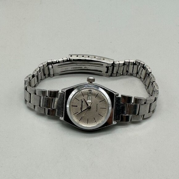 3/$30 Piratron Watch Women Silver Tone Day Date Quartz Classic Look 6.7 - Picture 8 of 15